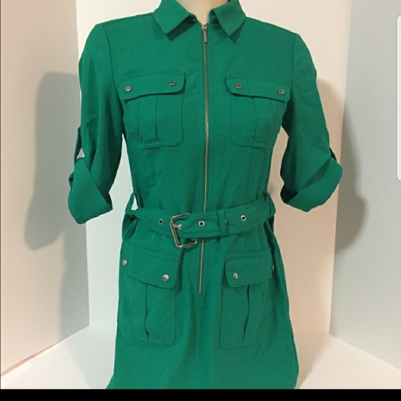 Michael Kors Dresses & Skirts - Beautiful Emerald Belted Military Dress